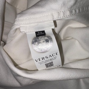 VERSACE medusa button white denim coverall