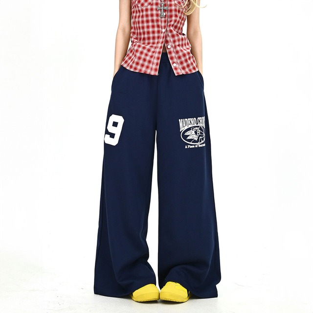 ナンバーロゴストリートワイドパンツ 2col   R01732