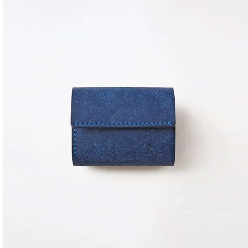 使いやすい 三つ折り財布【ブルー】レディース メンズ ブランド 鍵 小さい レザー 革 ハンドメイド 手縫い