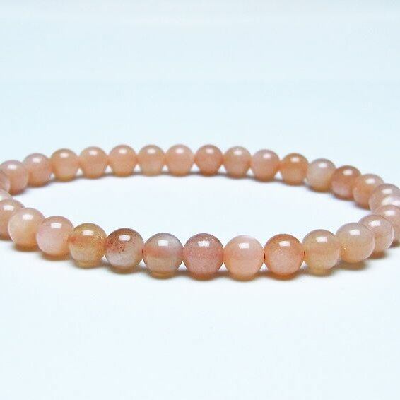 オレンジムーンストーン ブレスレット 6mm 一点物 メール便可 [M便 1/10] 111-48576