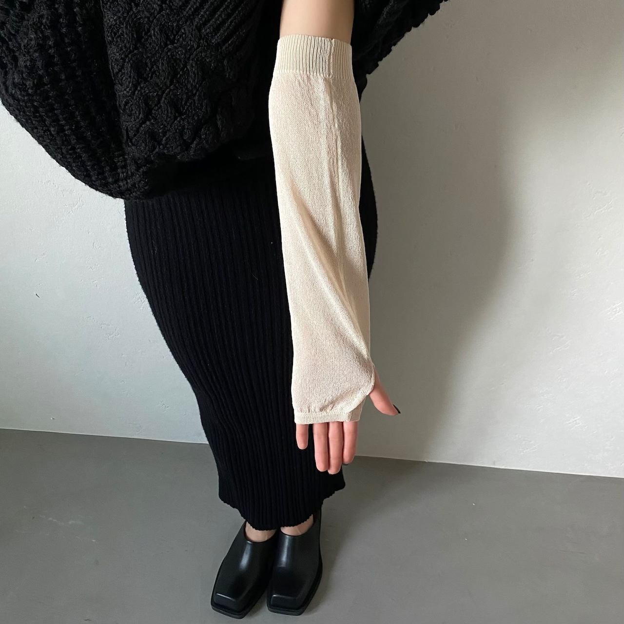 sheer arm cover/ivory
