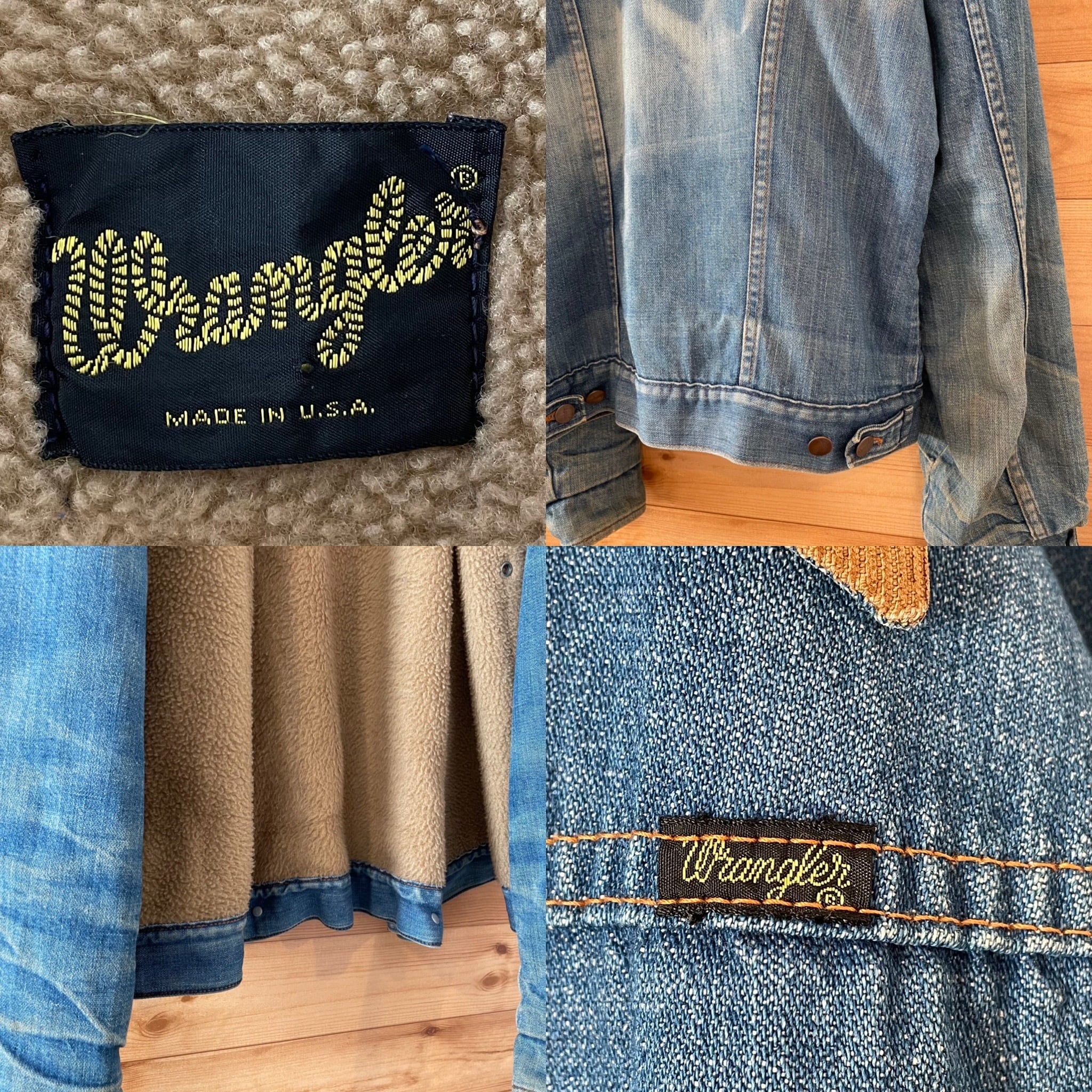 Wrangler】70s USA製 黒タグ デニムジャケット ボア ヴィンテージ us