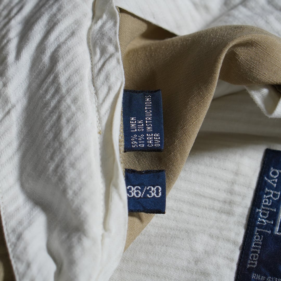 90s Polo by Ralph Lauren Linen-Silk Blend Trousers W35.5L29相当