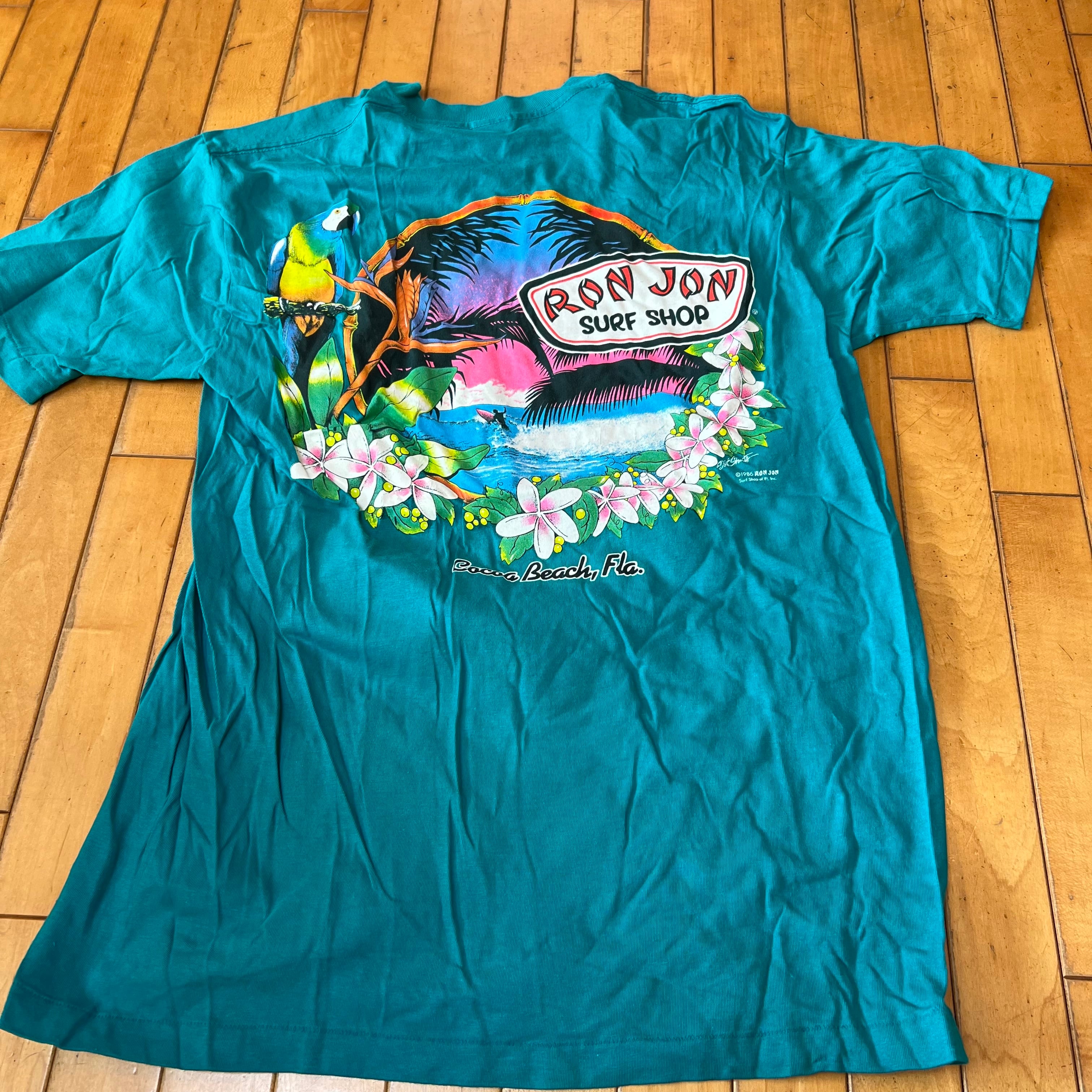 80s 1989 USA製 hanesタグ Ron Jon tシャツ ポケT 昔