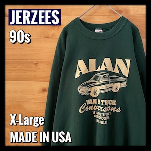 【JERZEES】80s 90s USA製 プリント スウェット トレーナー アドバタイジング サイズXL グッドカラー アメリカ古着