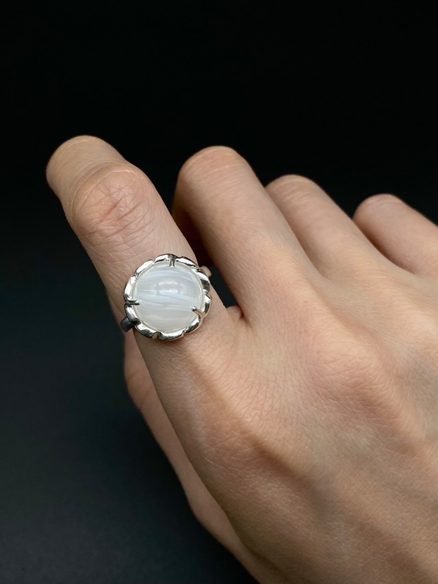 Sorcier ring limited [mat finish] | silver925 × white marble（コーティングオプション有）