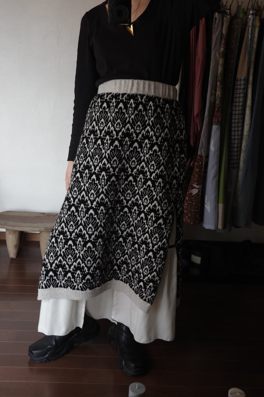 YUKI SHIMANE Jacquard knit skirt - Black