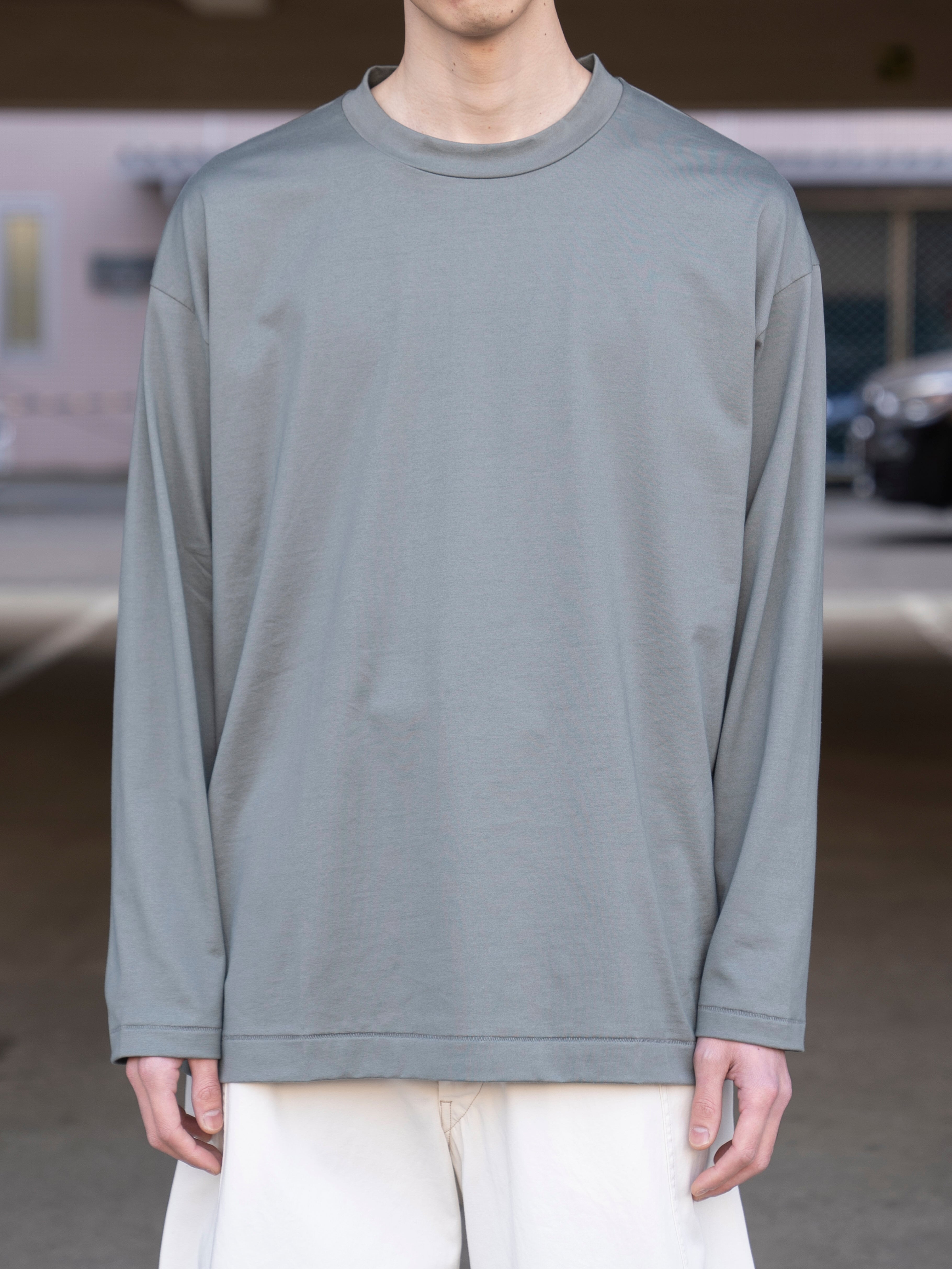 ATON SUVIN 60/2 OVERSIZED LONG SLEEVE T-SHIRT KHAKI KKAGLM0018