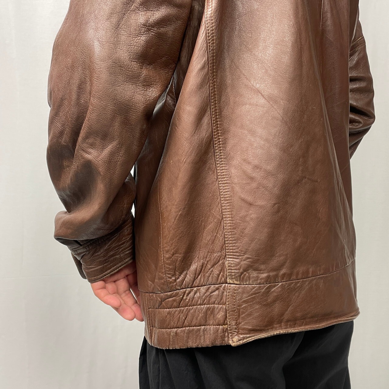 70〜80年代 ユーロ シープスキン レザージャケット メンズL相当 古着 