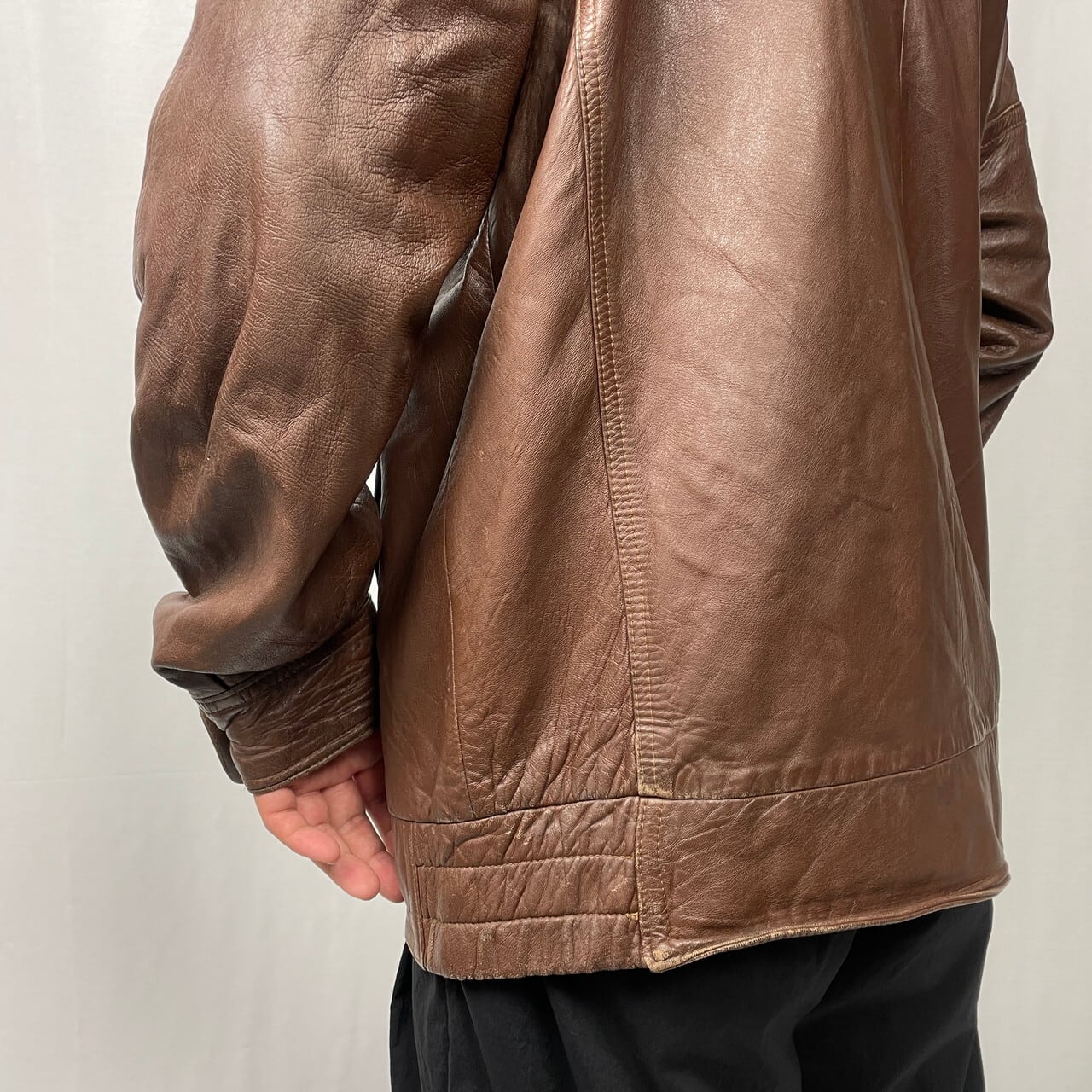 70〜80年代 ユーロ シープスキン レザージャケット メンズL相当 古着 