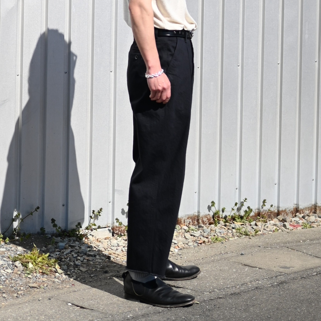 SAYATOMO / 2-Tack Cutoff Wide Denim Pants