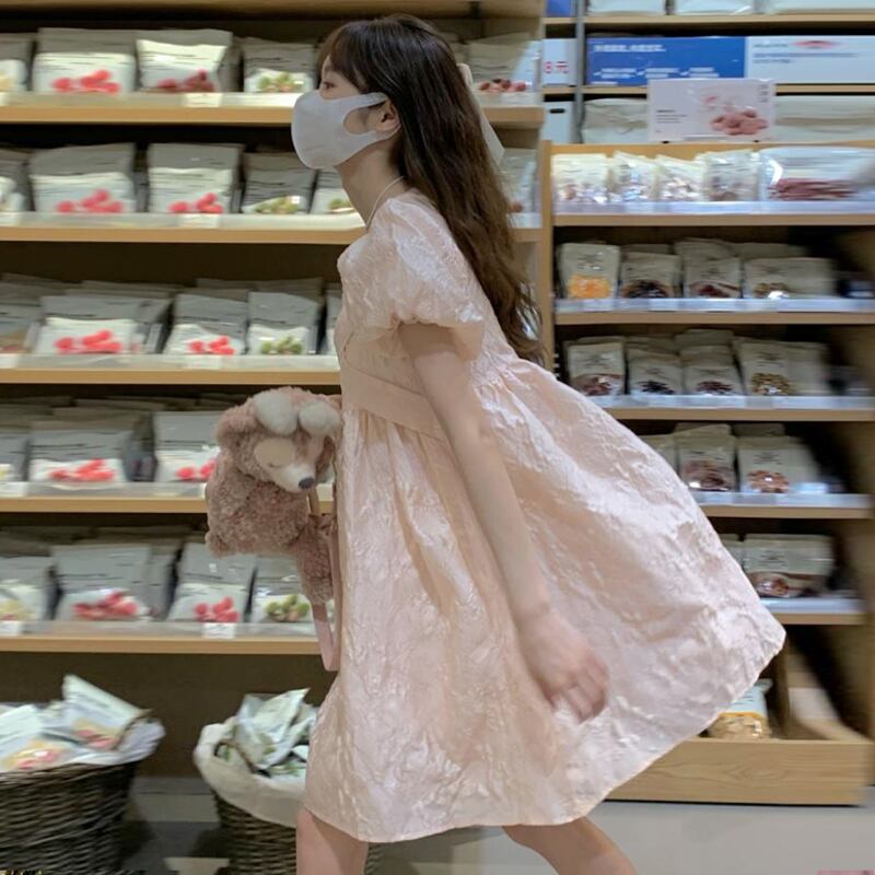 スリーブドレス サマースタイルスカート ピンク 夏物 スーパーモール52181548875