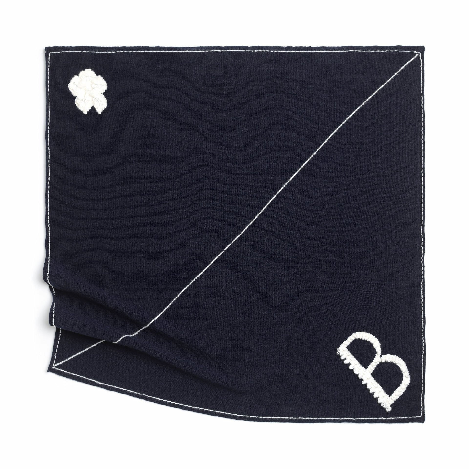 BARRIE ”B”LOGO CASHMERE STOLE NAVY