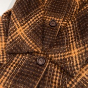 希少 レア LUXURY llama ラグジュアリー ラマ100% London Maid ロンドンメイド チェック柄 毛皮 ファー オーバー コート /ビンテージ/オレンジブラウン系