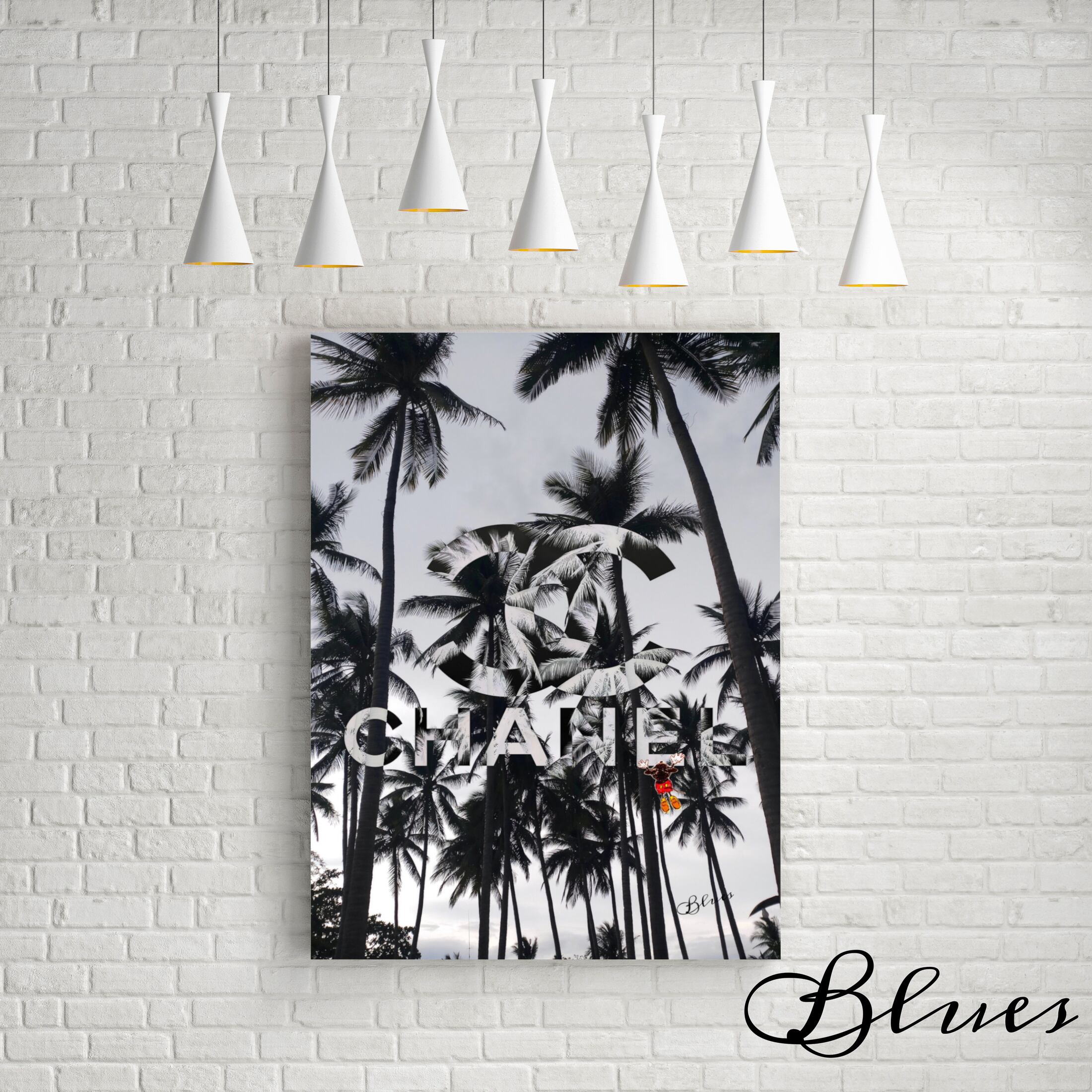 シャネル ミッキー ヤシの木 モノトーン / オマージュアート