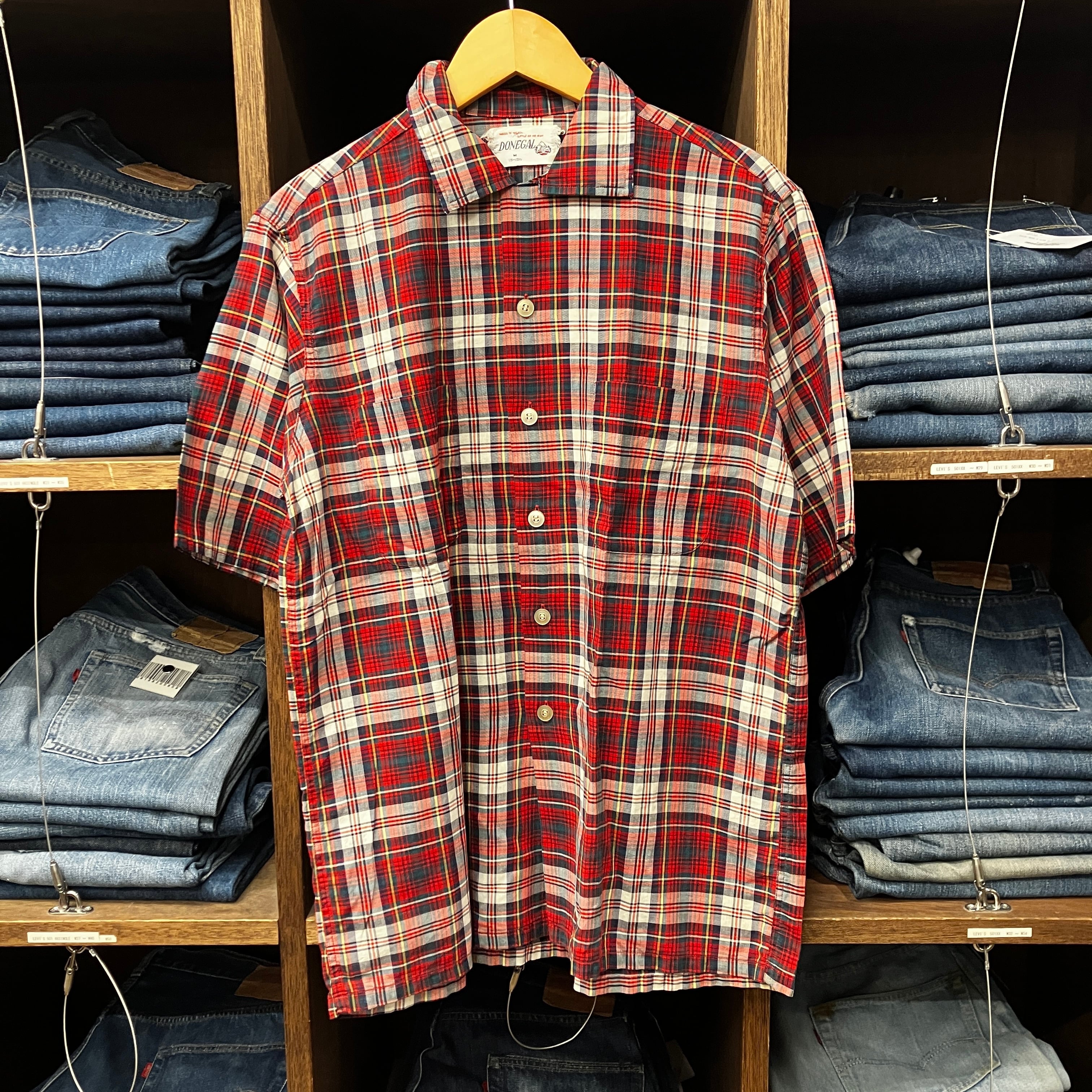 1960'S DONEGAL S/S COTTON RED CHECK SHIRT | safarionline