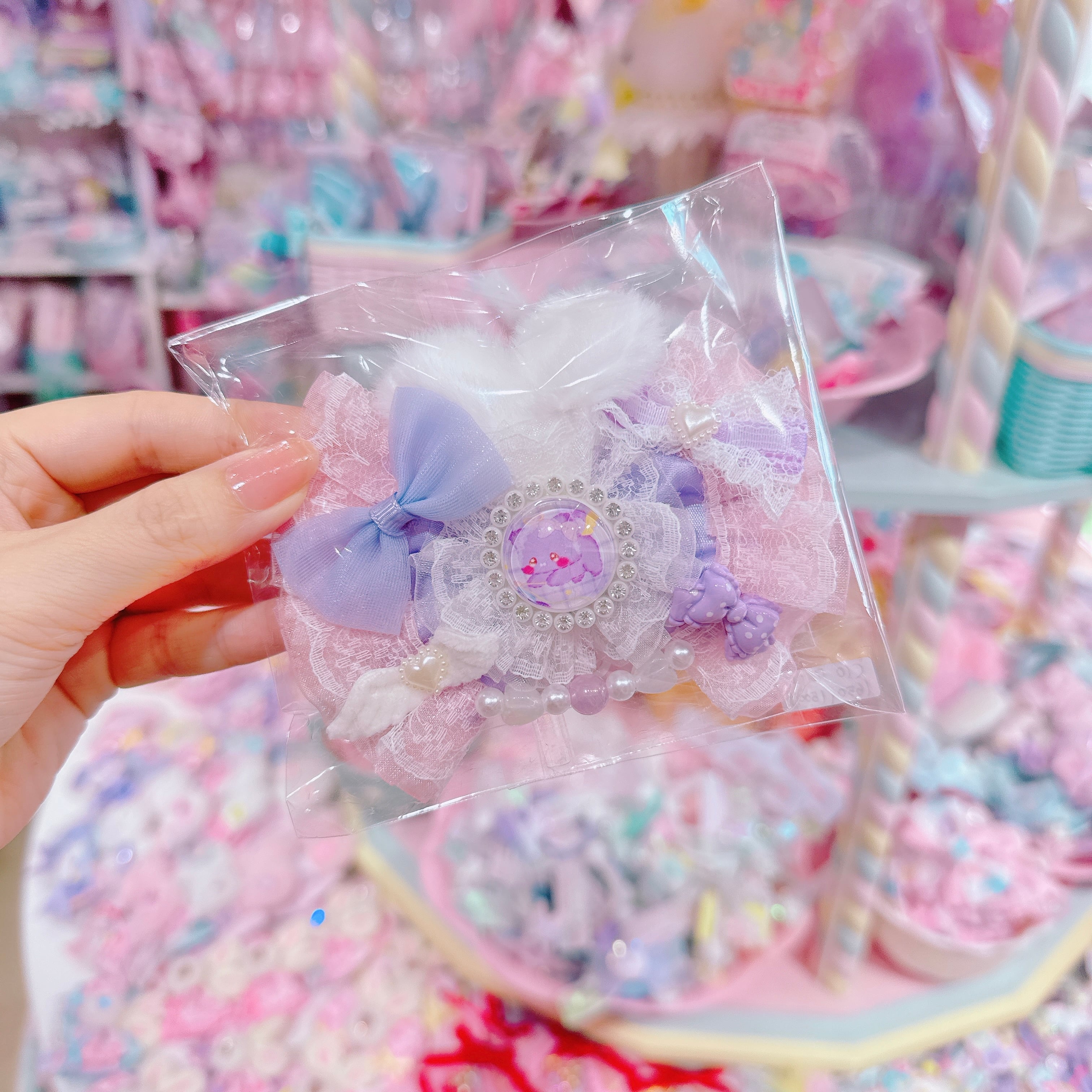 【C10】72-4ふりふりりぼんヘアクリップ