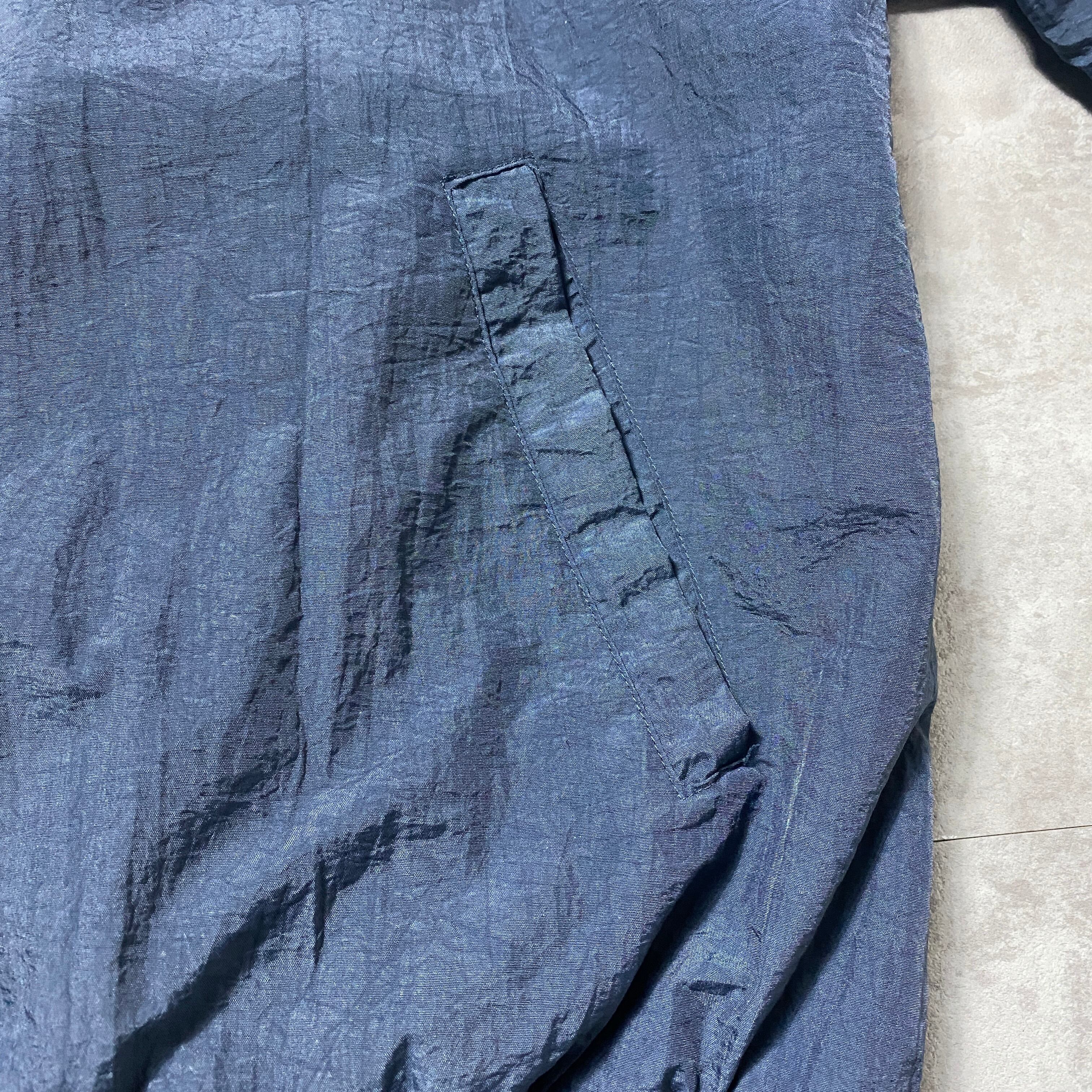 90's Reebok リーボック 刺繍ベクターロゴ ラインリブ ネイビー