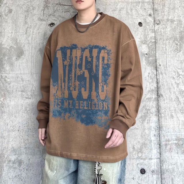 ウォッシュドロングプリントTシャツ 2カラー 11228