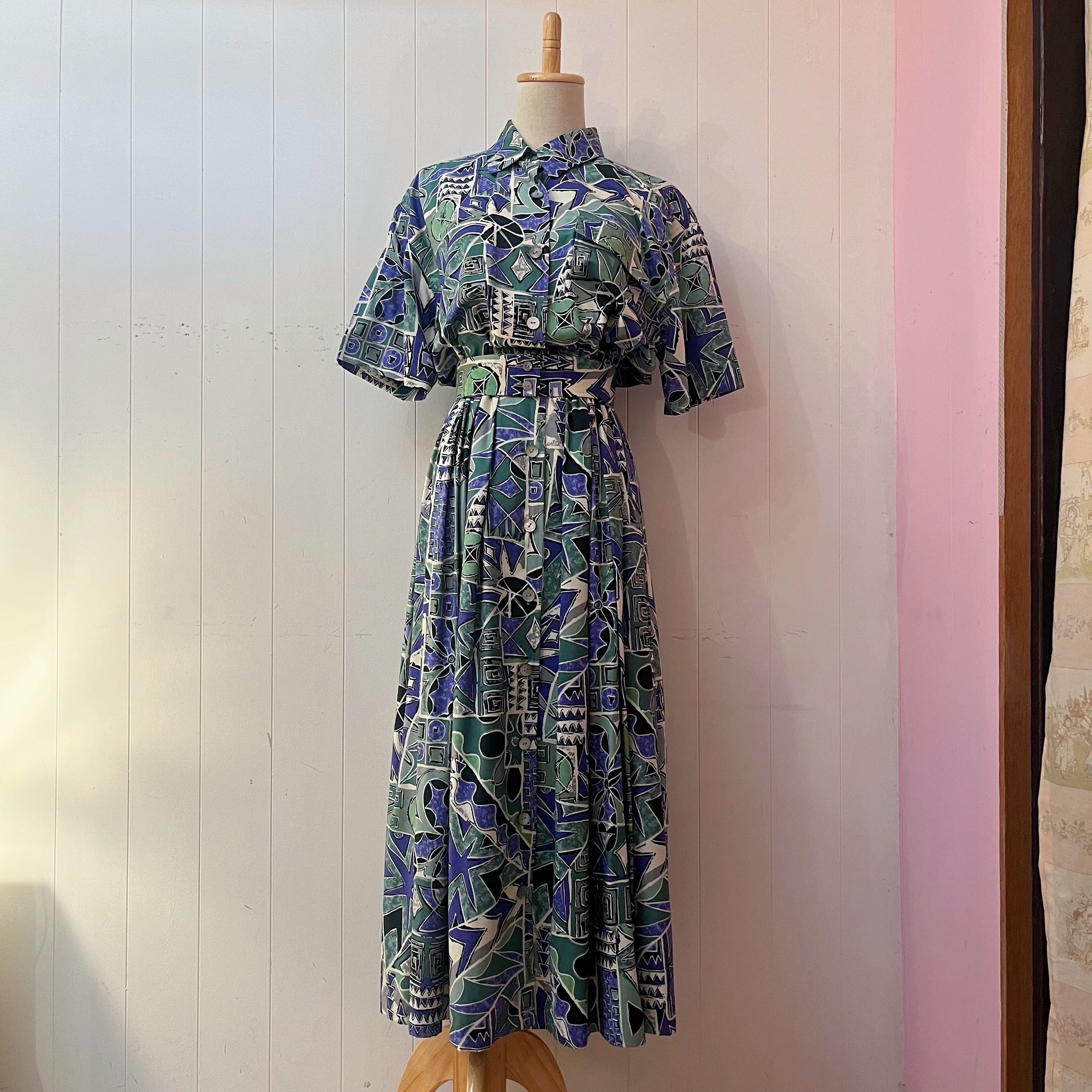 geometric front button one-piece