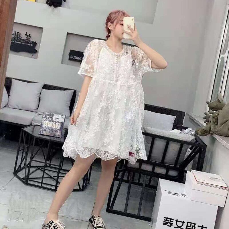 サマーレースドレス スカート 大きめサイズ 大人ガーリー スウィート キュート カジュアル 夏物 ミックスインファッション3736969111