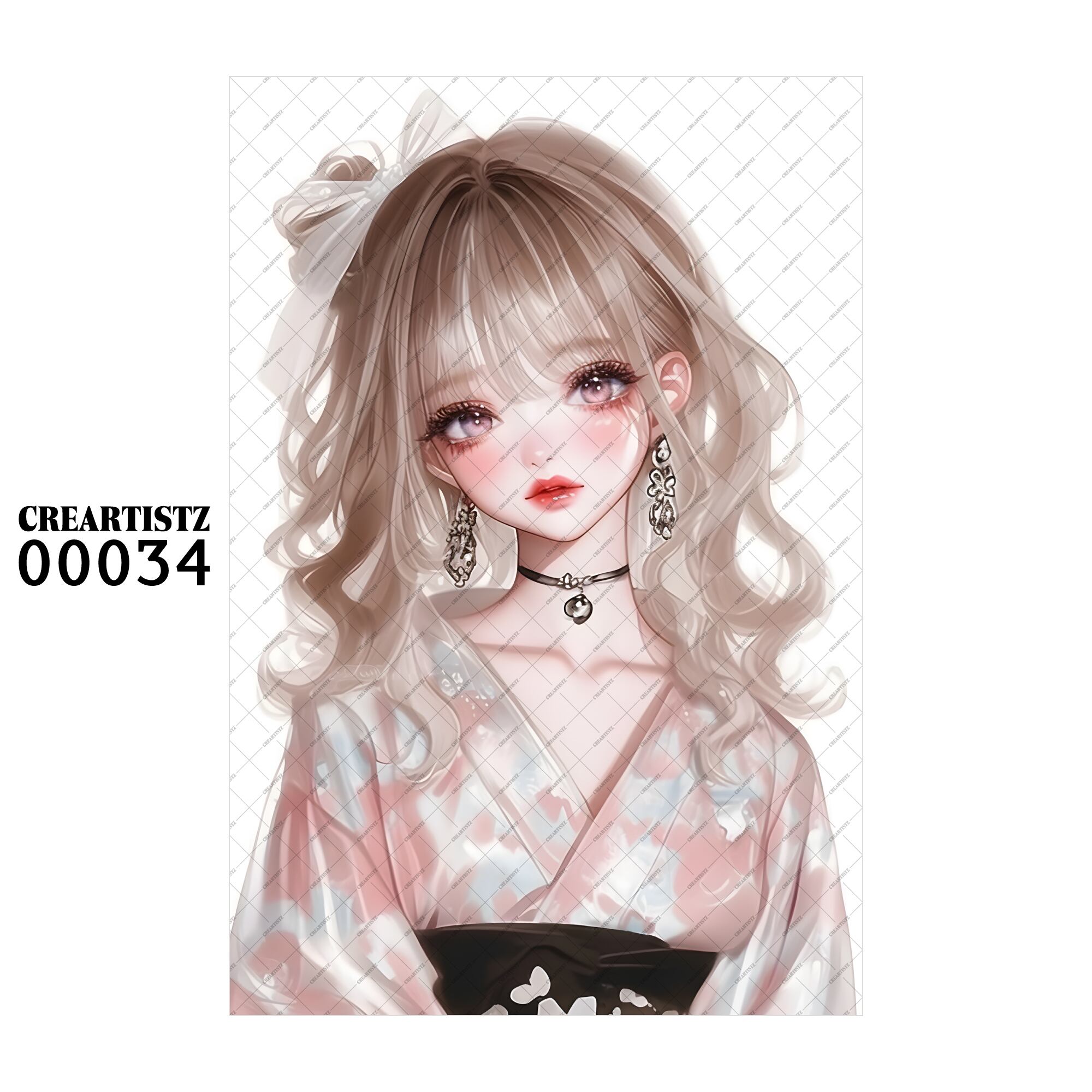 00034 ガール キュート オリジナル ペーパー/ステッカー 4枚セット CREARTISTZ