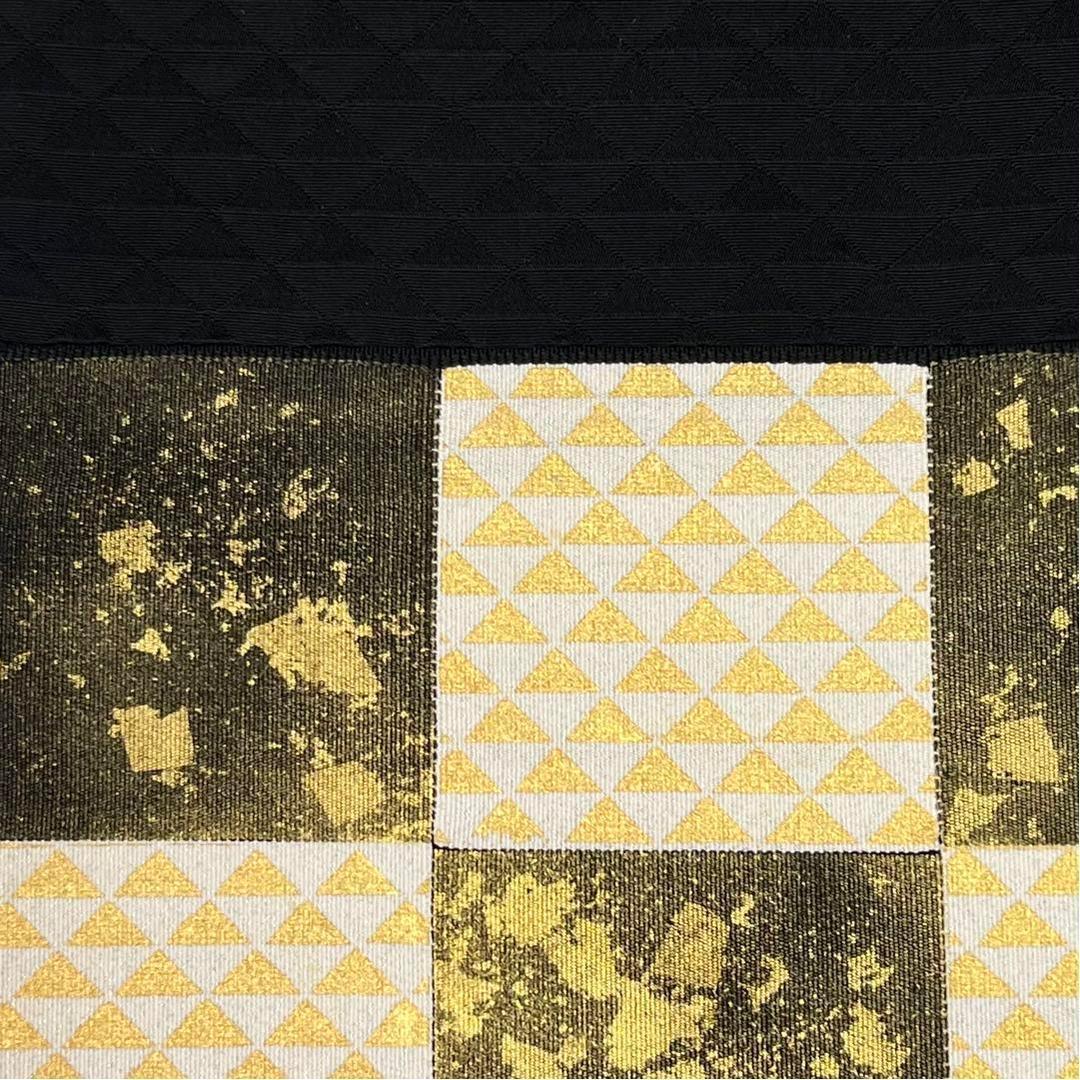 袋帯 格子に鱗模様 箔散らし 金彩 黒色 O-4134 【公式通販】