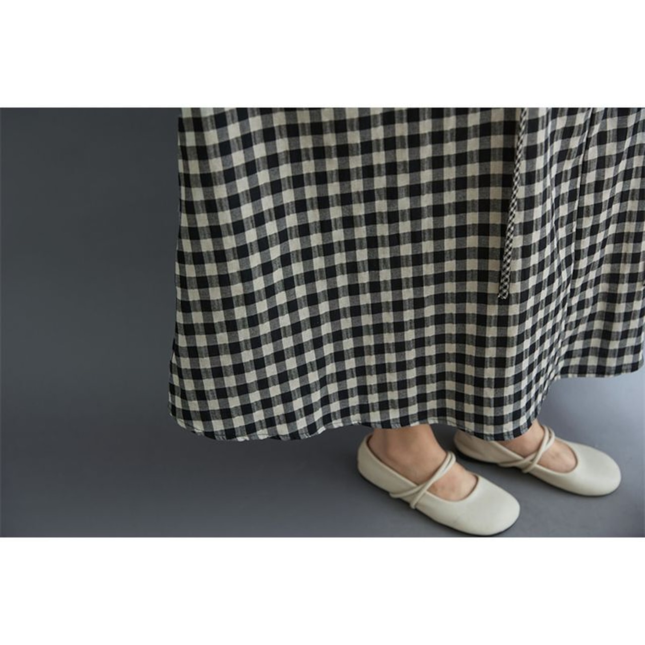 切り替えチェック柄 マキシ丈 ワンピース  30135