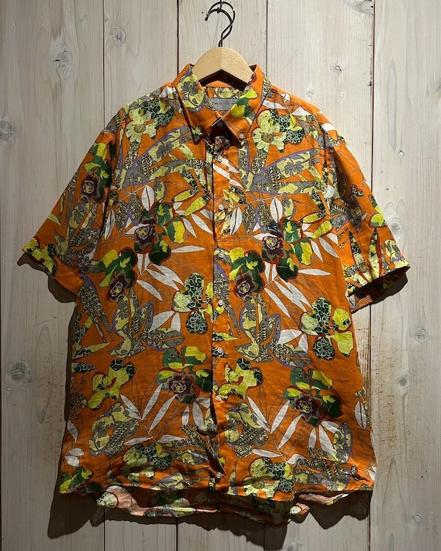 【a.k.a.C.a.k.a vintage】“ETRO” Beautiful Botanical Pattern S/S Linen Shirt