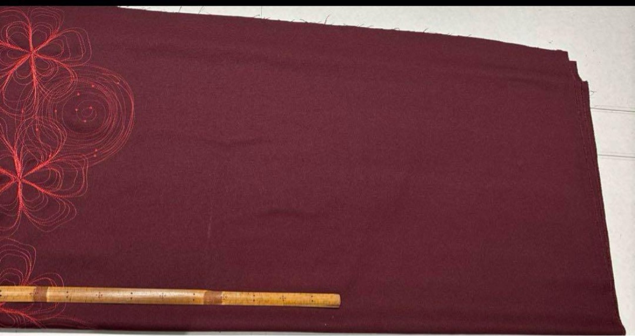 ★NY164◆3m◆ポリエステル100%刺繍生地◆ボルドー系