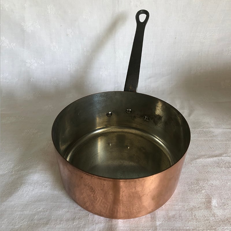 フランス製 FABRICATION FRANCAISE 銅片手鍋 銅鍋 直径160mm 12KWbl7