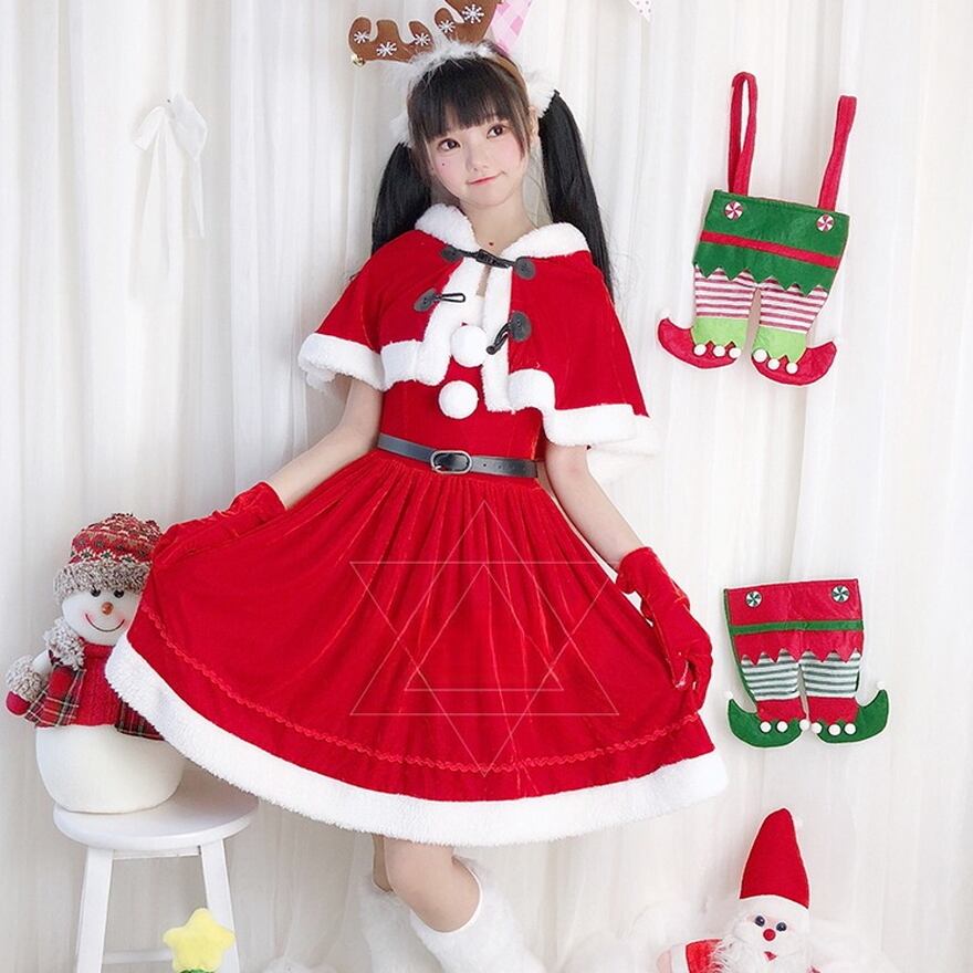 SEASONZ ロリータ サンタ ショール ドレス コスプレ衣装 コンカフェ メイドカフェ ゆめかわ
