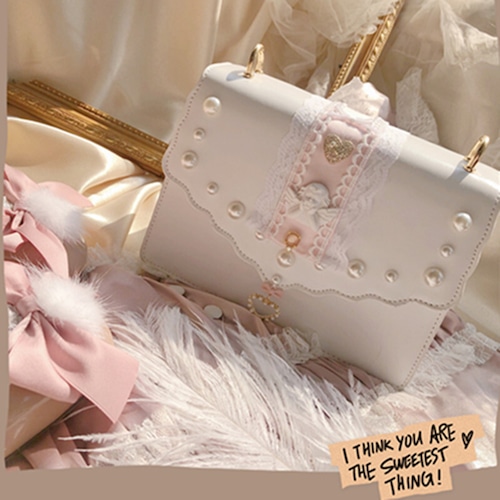 ✞✝✞ レースリボンガーリーパールバッグ ✞✝✞ゴスロリ SM ミリ 甘ロリ クラロリ 和ロリ エレガント 黒ロリ 姫ロリ 華ロリ DD-DD1374837