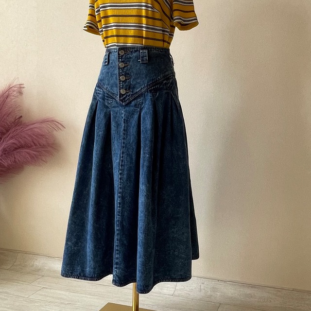 JORDACHE 80s Chemical wash Denim Skirt W208