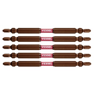 【特価処分】ベッセル(VESSEL) 40V対応 両頭ビット サキスボ スリム トーション +2×φ4.5×110mm 5本 SDT5P2110