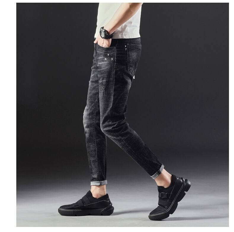 全1色 デニム ストレート カジュアル 細身 ロールアップ