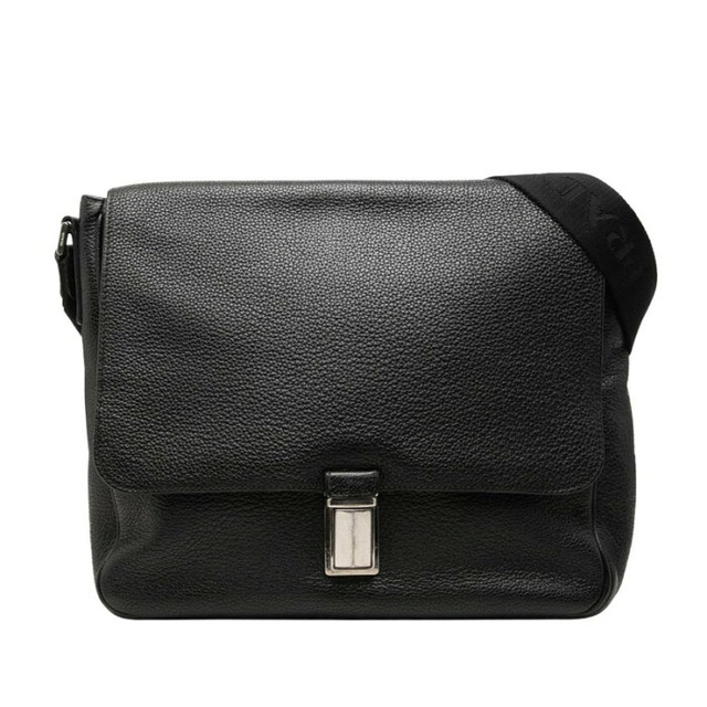 プラダ 三角ロゴプレート 斜めかけ ショルダーバッグ ブラック レザー レディース PRADA 中古