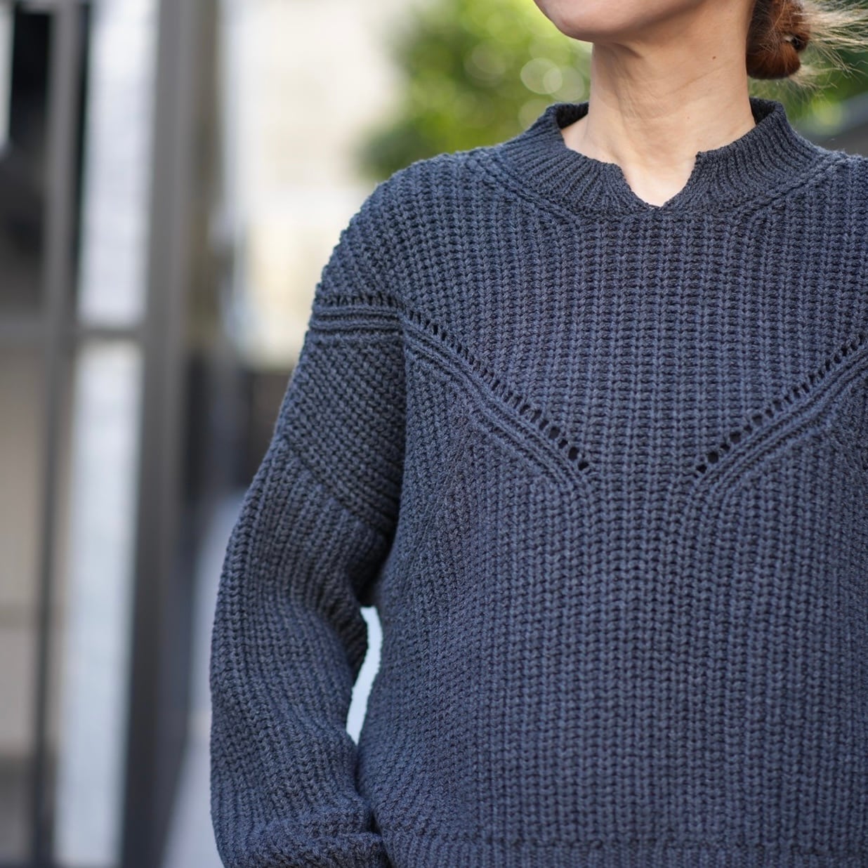 CORDERA(コルデラ)COTTON CROPPED SWEATER 230408-A-U ANTHRACITE