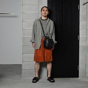 INTERIM / WIDE COTTON SUMMER CORDUROY DEADSTOCK FABRIC ２TUCK BUTTON SHORTS