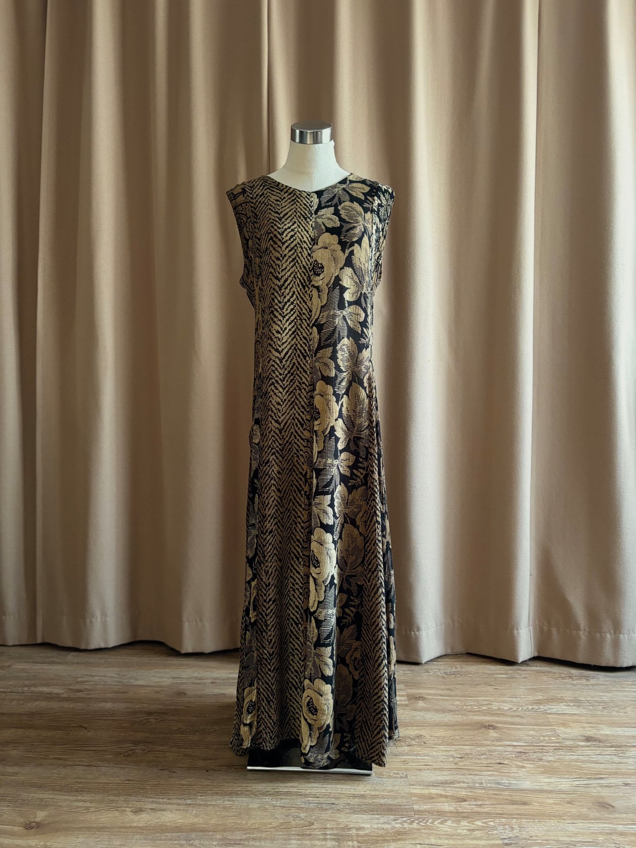floral washed rayon patchwork maxi dress-5308-7