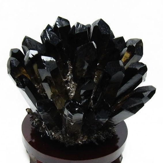 1.6Kg モリオン クラスター 黒水晶 原石 台座付属 一点物 182-8442