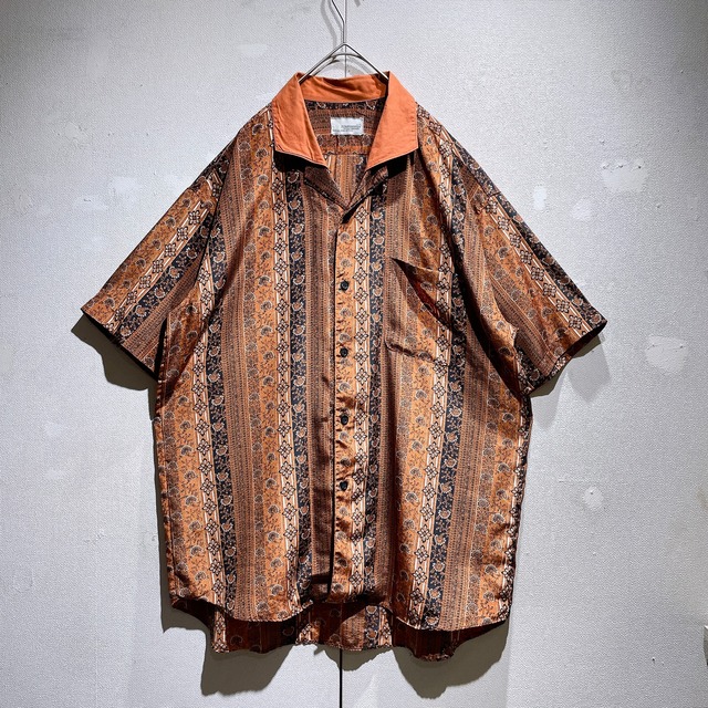 1980s ” TOMPARRISH ” Ethnic art pattern vintage drape loose Open collar shirt