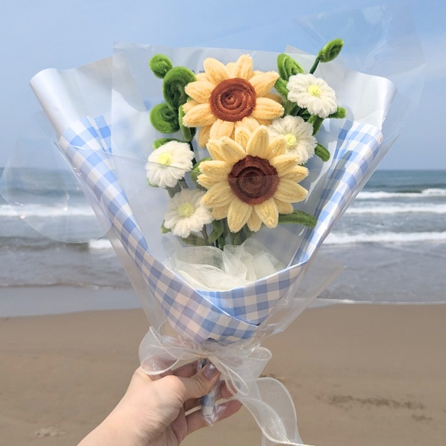【夏季限定】himawari bouquet  -gingham- ／ ひまわりブーケ ギンガム | fuwafuwa flower