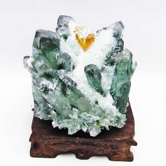 緑水晶 クラスター 原石 台座付属  182-4837