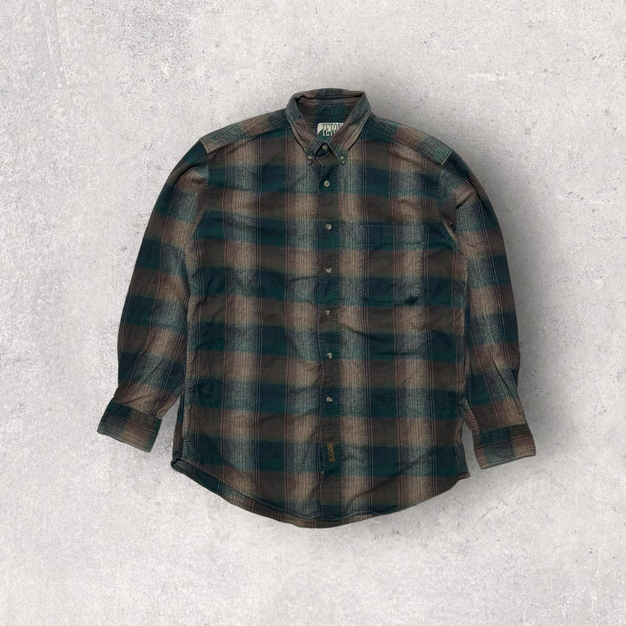 "00's TETON" ombre check shirt