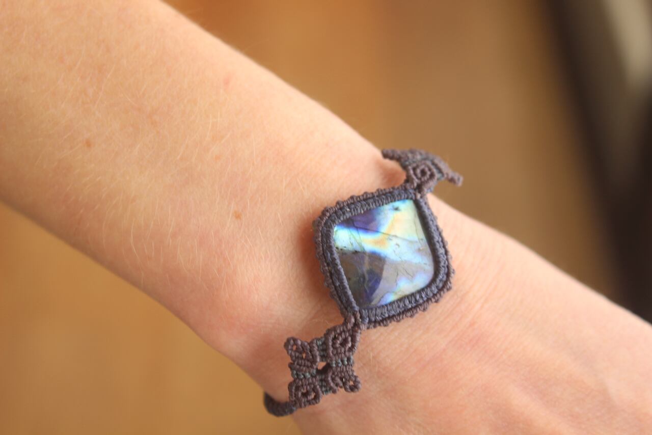 Multi color Labradorite micro macrame bracelet