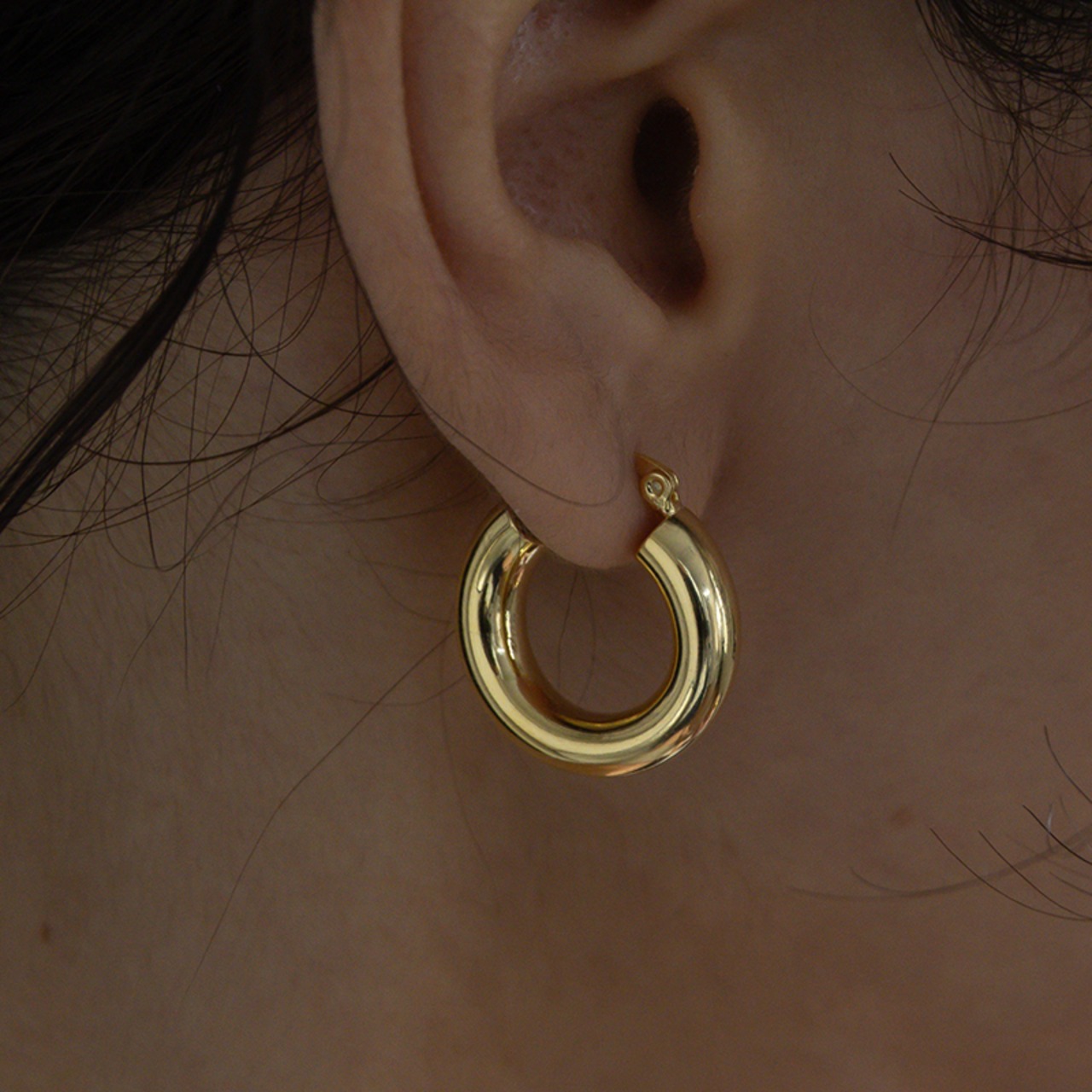 【クリックポスト】SILVER925 チャンキーフープピアス フープピアス M 　1803