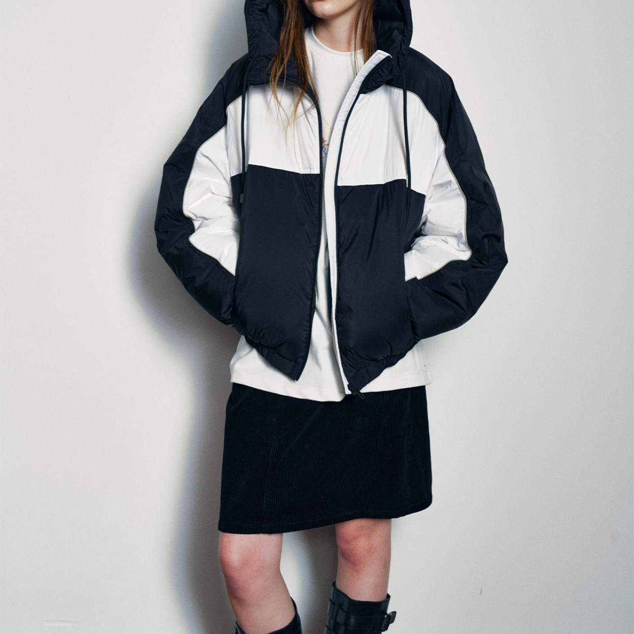 Color Block Zip-Up Blouson T4040