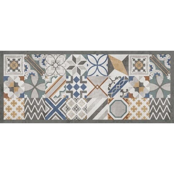 Grace mat Runner Cement Tiles 【防水・防汚・滑り止め】おしゃれビニール製ランナー&カーペット|キッチン・リビング・廊下・ベッドサイド・屋外対応