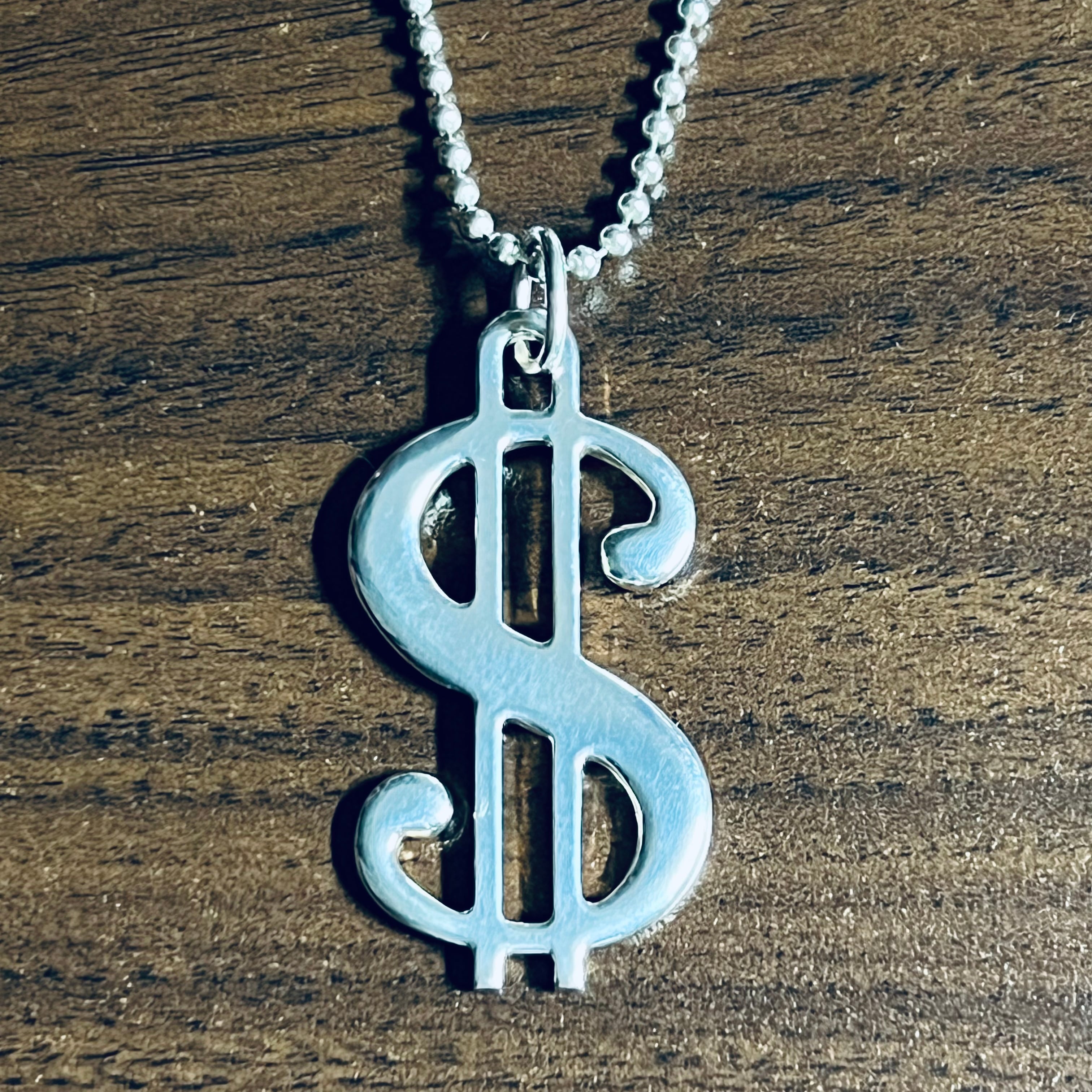 OLD TIFFANY & CO. Dollar Sign Pendant Long Necklace Sterling